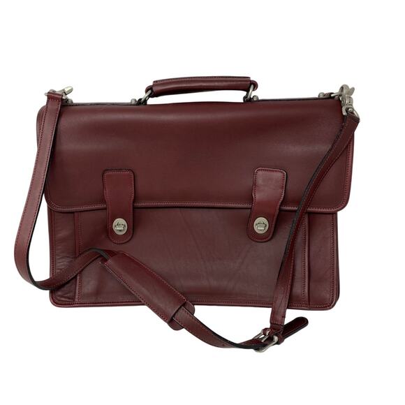 Sacoche International Leather Messenger Bag Oxblood Leather Multi Pocket 16" - Picture 1 of 6